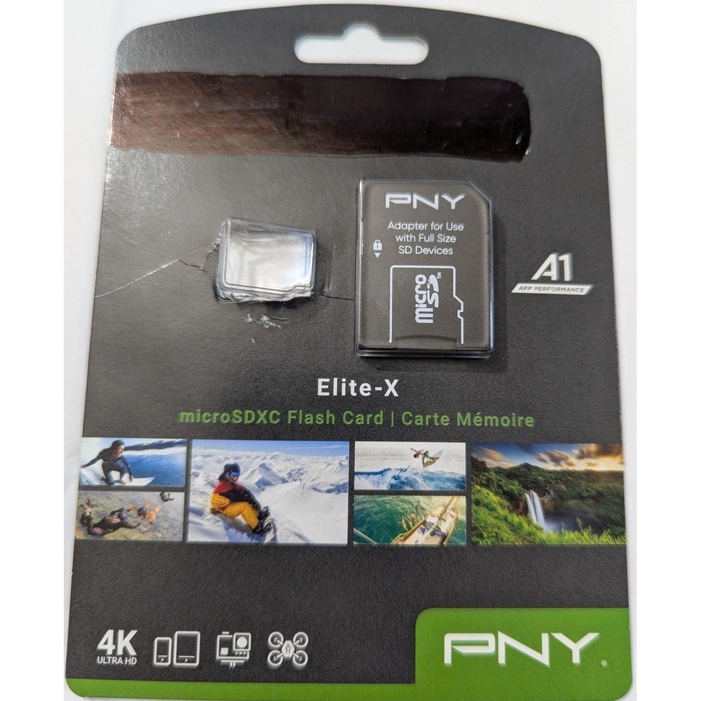 NWT PNY Micro SD Card Adapter Unisex OS Black Elite-X Full Size SD Converter